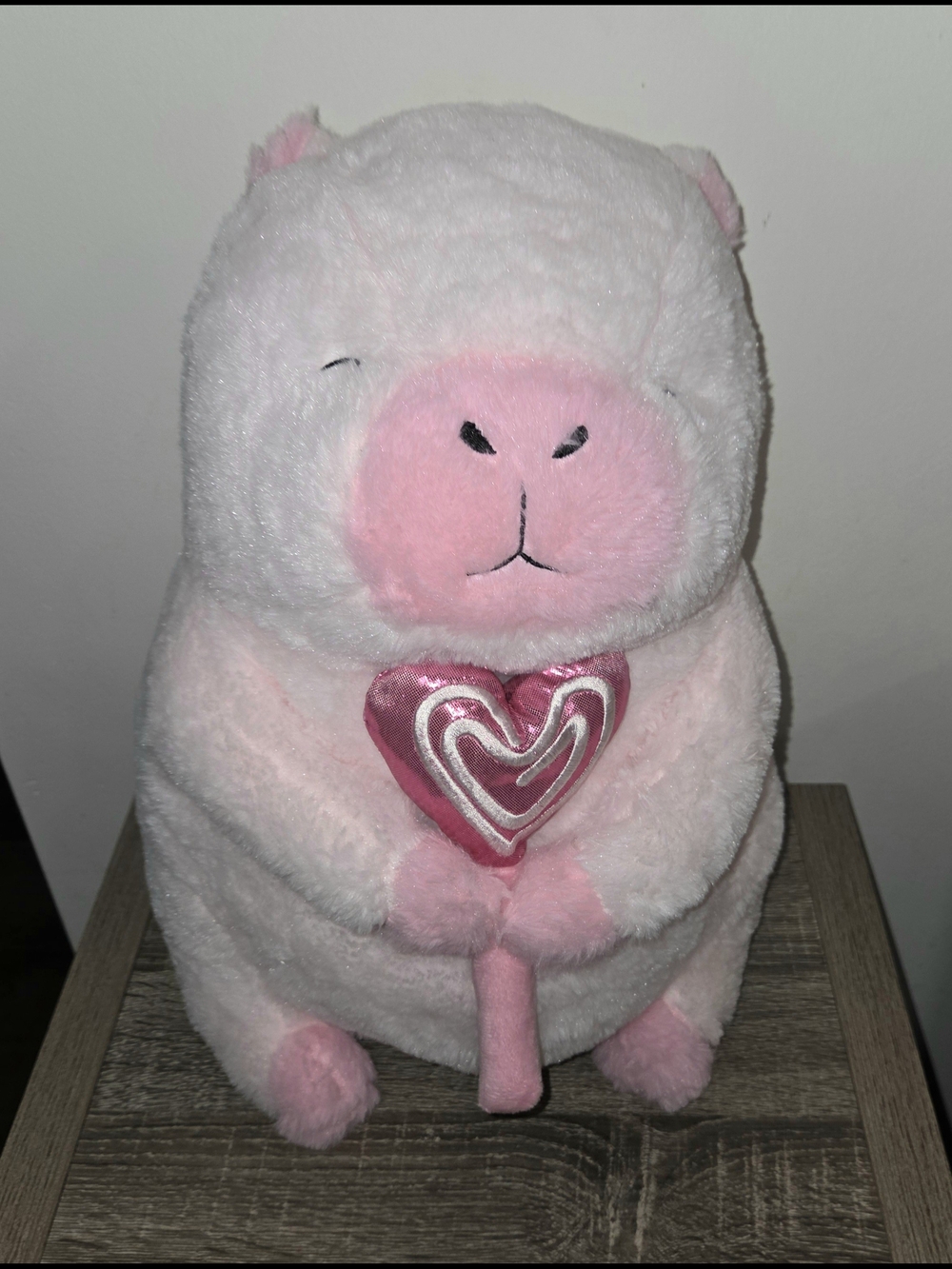 Pink Capybara Goffa Jumbo Valentine's Plush with Heart 9" x 10" x 16"